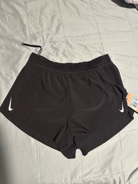 Nike Black AeroSwift Women's Running Shorts with White Swoosh